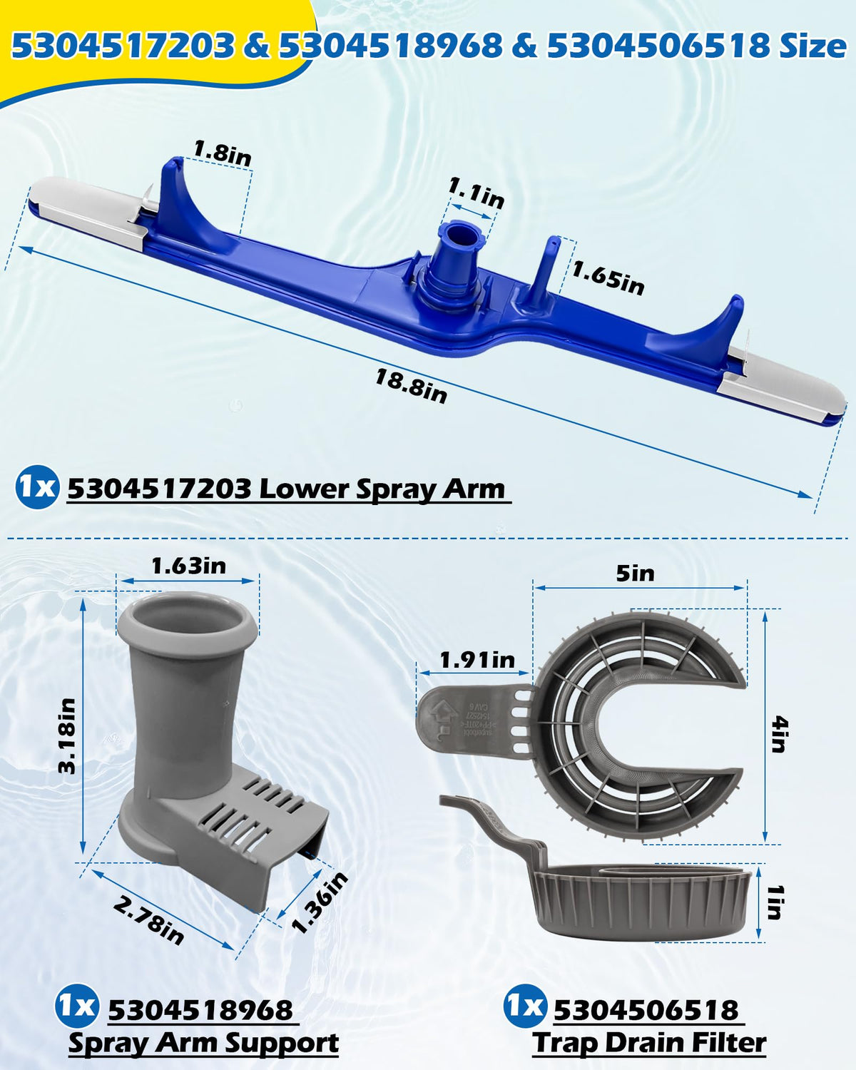 5304517203 1545680 Dishwasher Spray Arm Fits Frigi