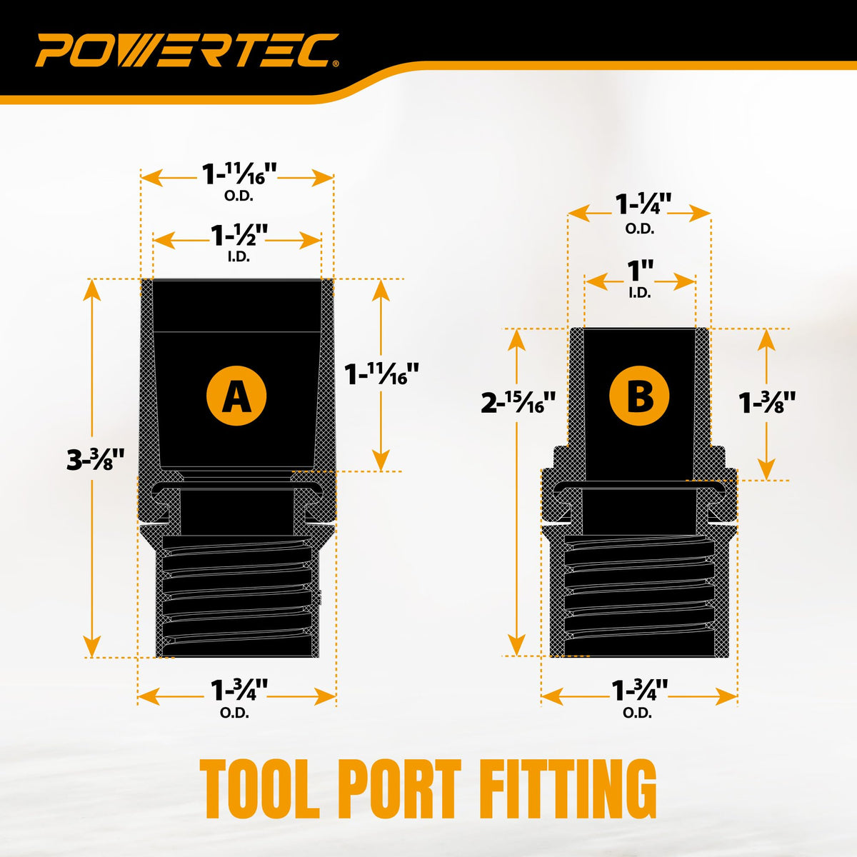 POWERTEC 1-1/4" OD x 10 Ft. Vacuum Hose Dust Collection Kit (70356)