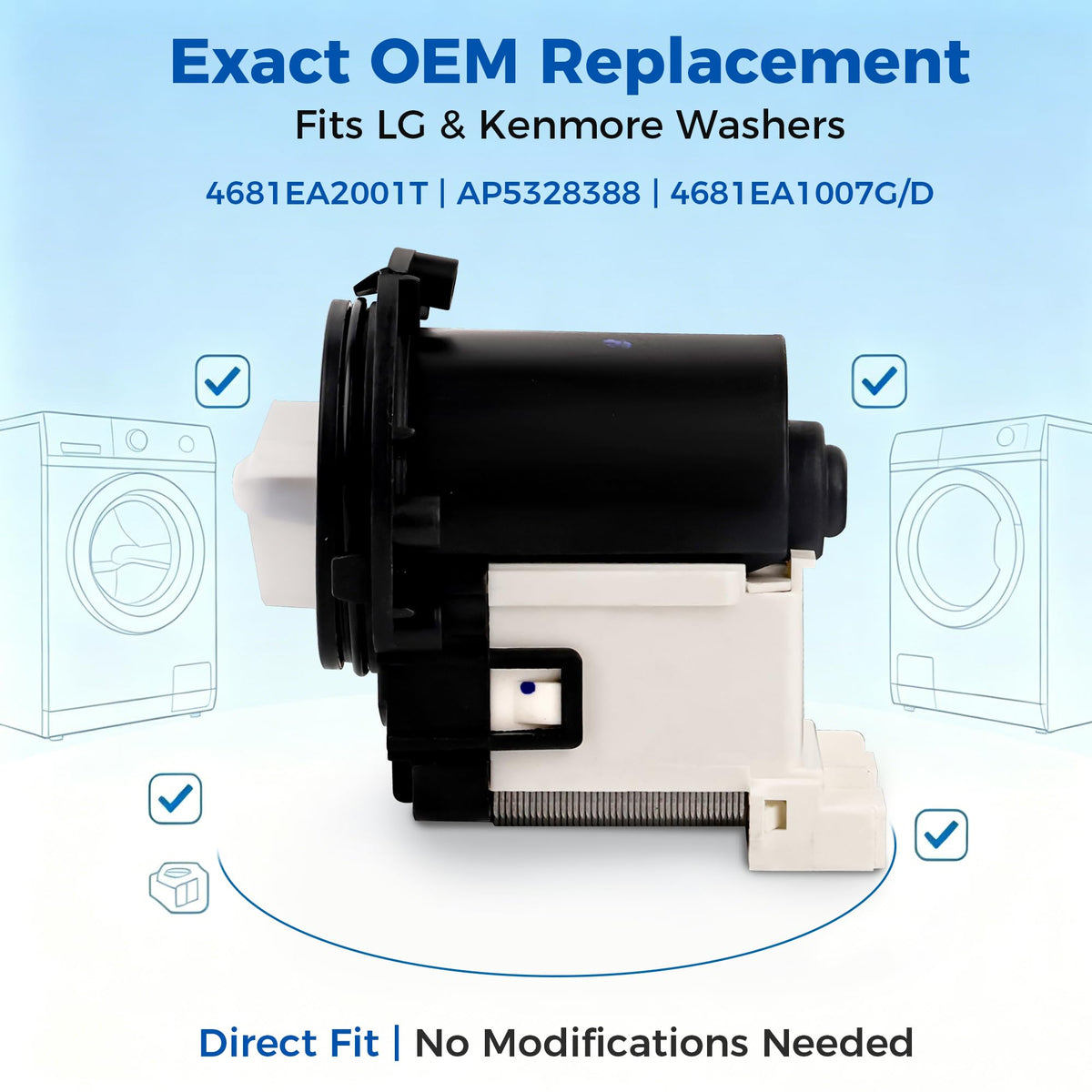 OEM 4681EA2001T Washer Drain Pump for LG