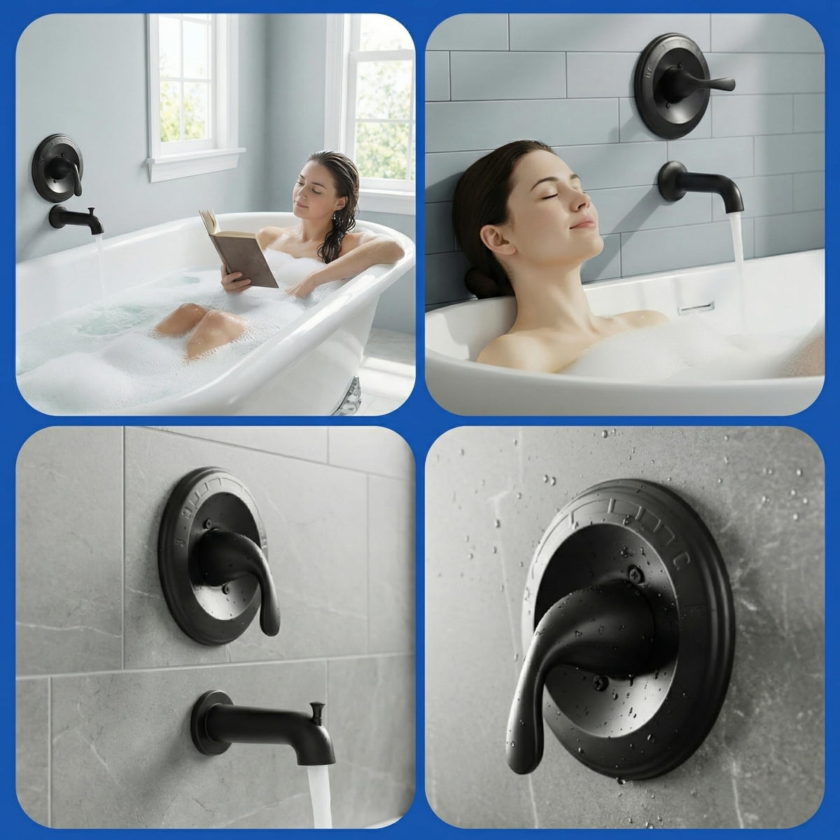 Shower Trim Kit Compatible with Delta 13/14 Series, Matte Black Shower Handle & Cover Plate Replacement, Fits R10000-UNBX/UNBXHF/UNWS/UNWSHF, Cartridge & Valve Body Not Included