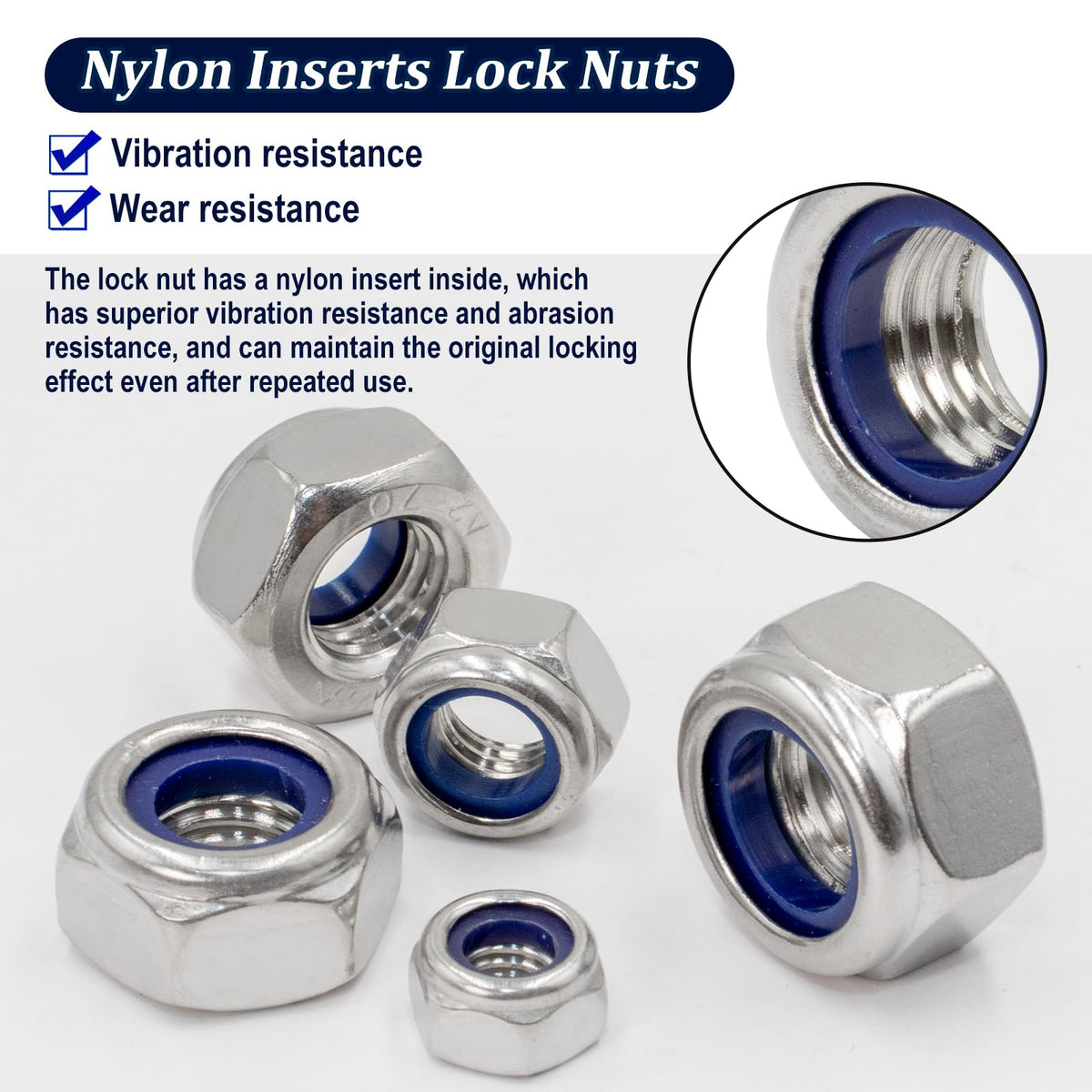 ZQZ 360Pcs Metric Hex Nut & Lock Nuts Assortment Kit (M3-M12) Hardware Nut