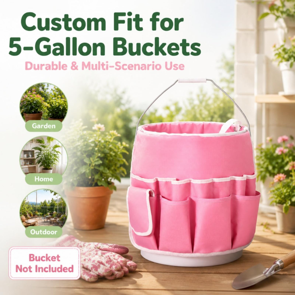 ZenQuirk 5 Gallon Bucket Organizer 20-Pocket Tool Bucket Bag