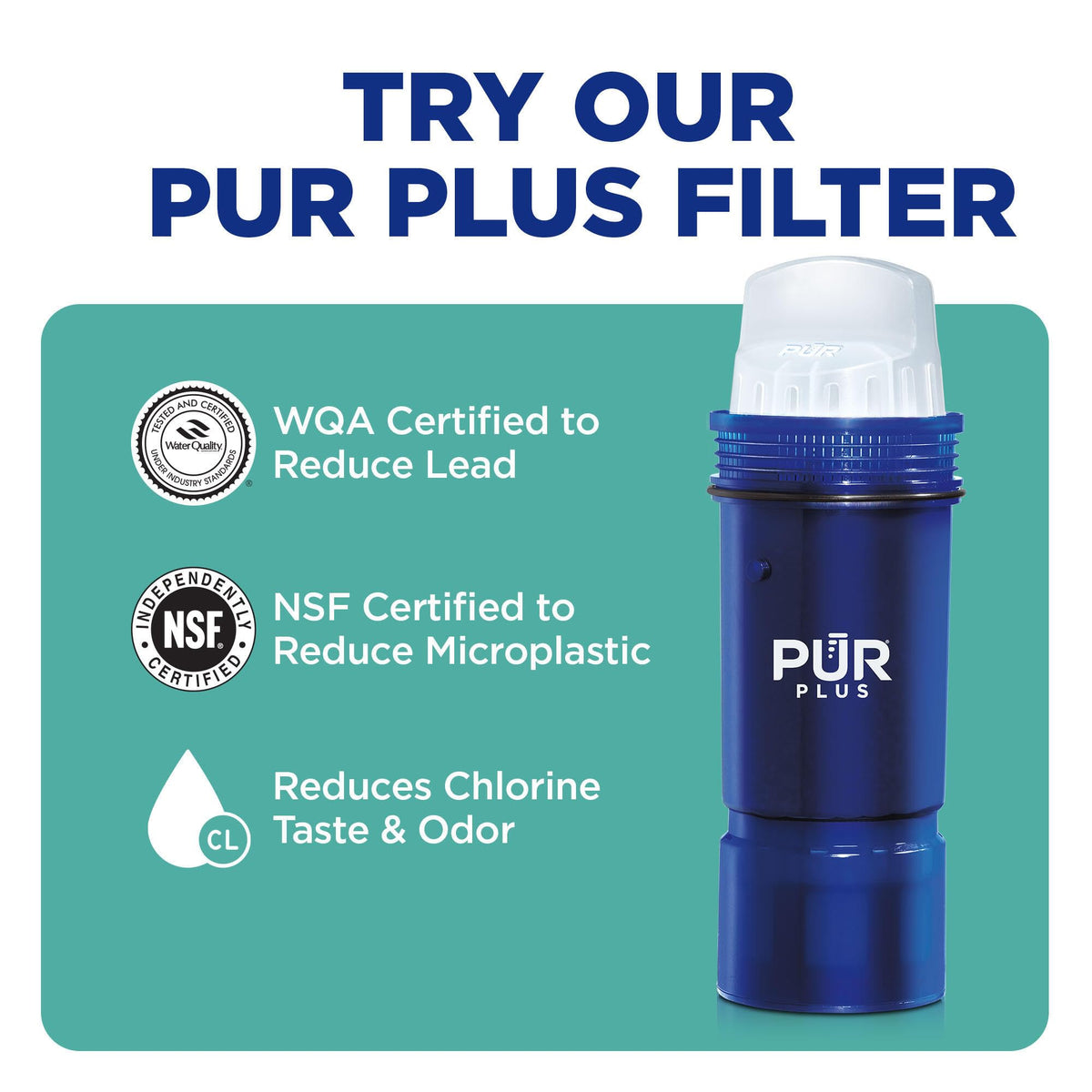 PUR Water Filters for Pitcher & Dispenser, Replacement Water Filter 4-Pack