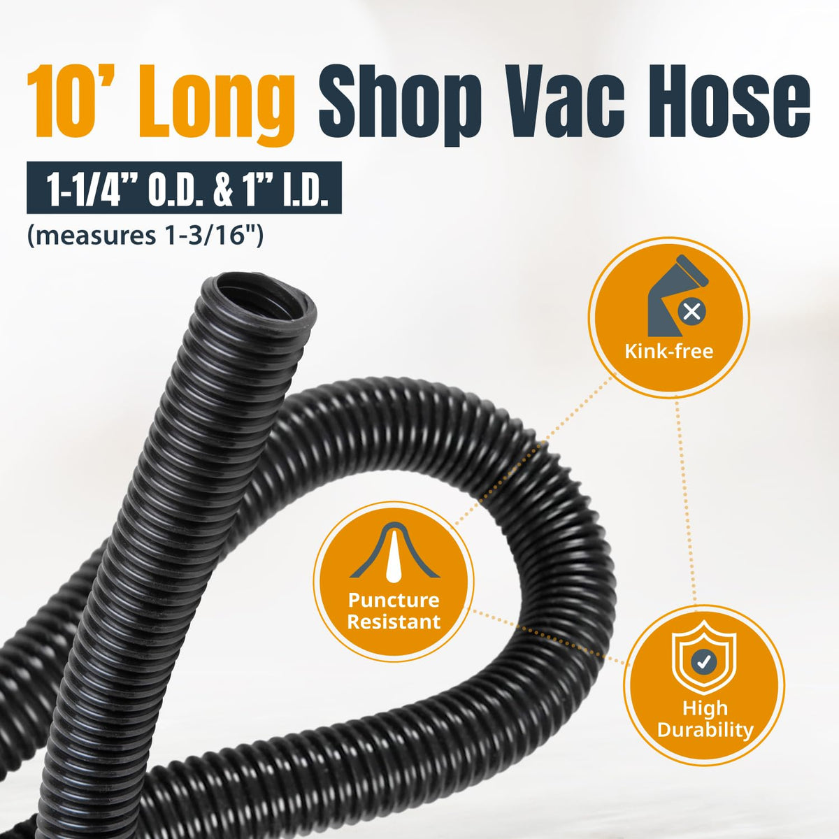 POWERTEC 1-1/4" OD x 10 Ft. Vacuum Hose Dust Collection Kit (70356)