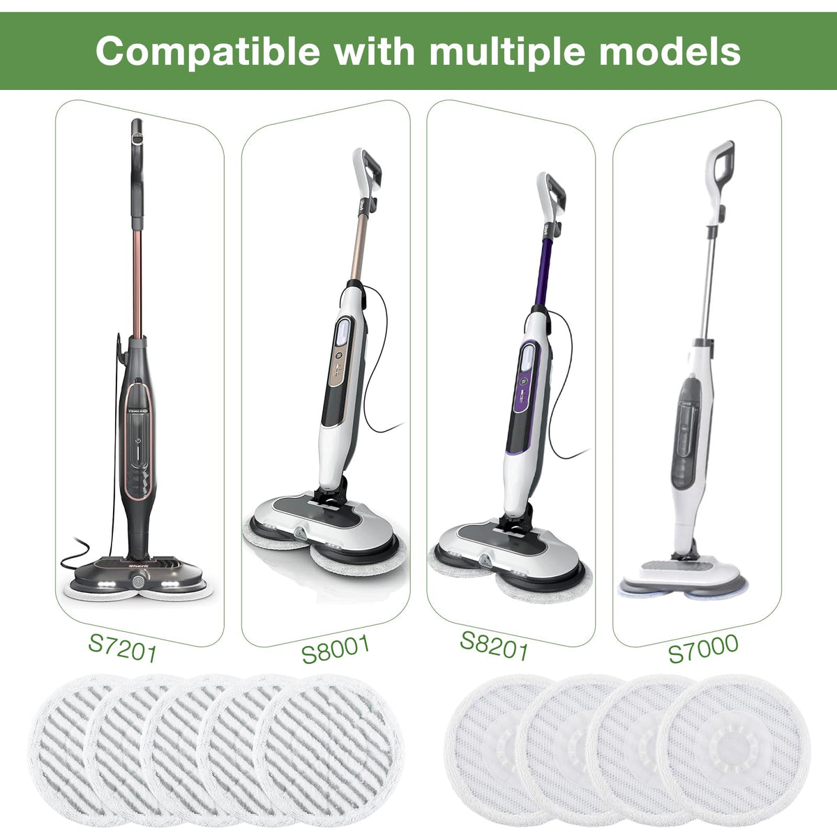 8 Pack Steam Mop Replacement Pads for Shark Steam Scrub Mop Pads