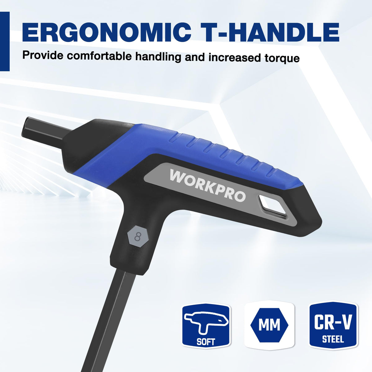 WORKPRO 14PCS T-Handle Allen Wrench Set, Metric & SAE Long Hex Key Wrenches