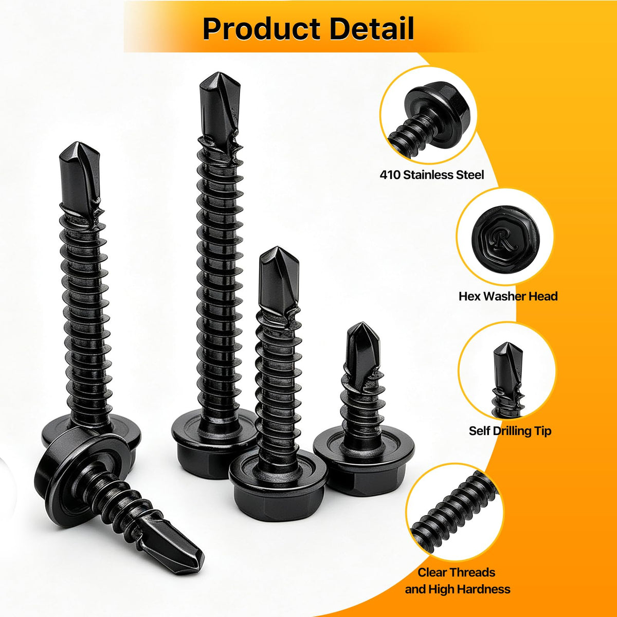 Nuepuxo 480PCS Self Tapping Screws for Metal, Sheet Metal Screws (Black)