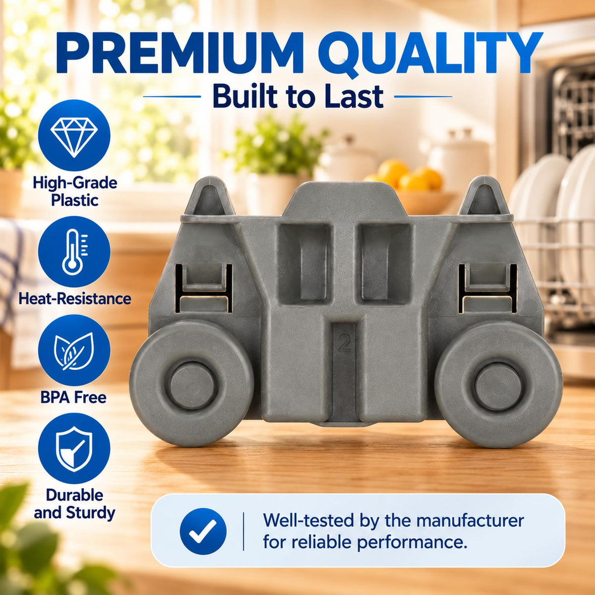 UPGRADED W10195417 (Packs of 4), Dishwasher Wheels