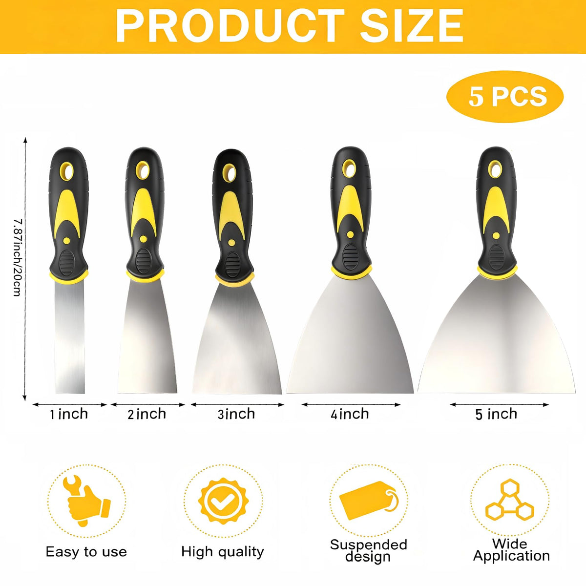 5pcs Putty Knife Scraper Spackle Knife Tool for Repairing Drywall