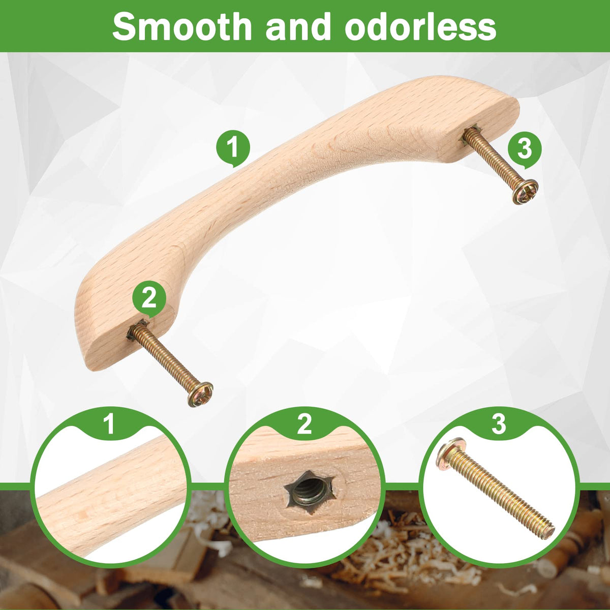 Chunful 30 Pcs Wood Drawer Pulls,Cabinet Pulls Handles, Wood Color