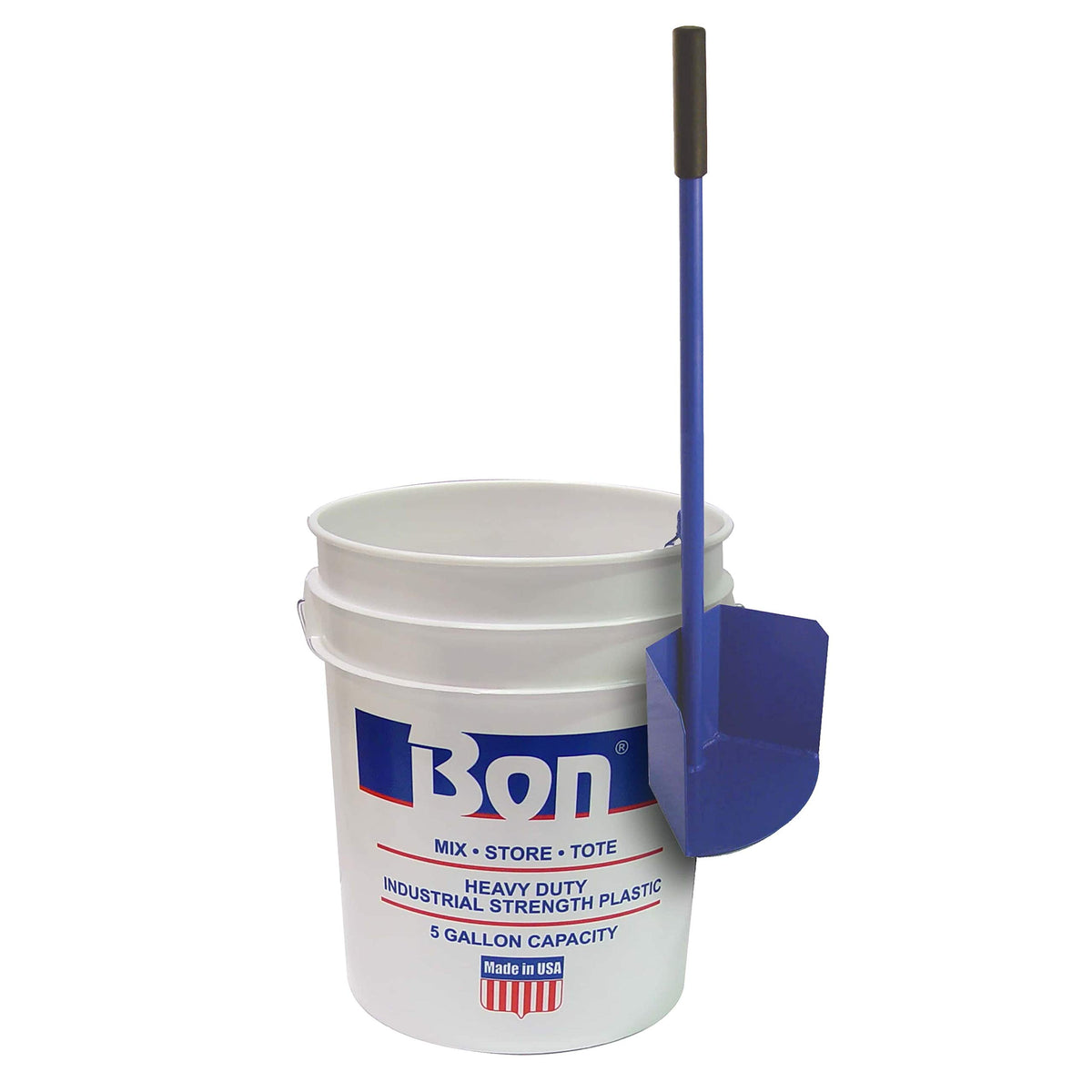 Bon Steel Bucket Scoop Without Holes – Heavy Duty Welded Steel Scoop with Clip-On Handle for Easy Material Handling and Bucket Storage