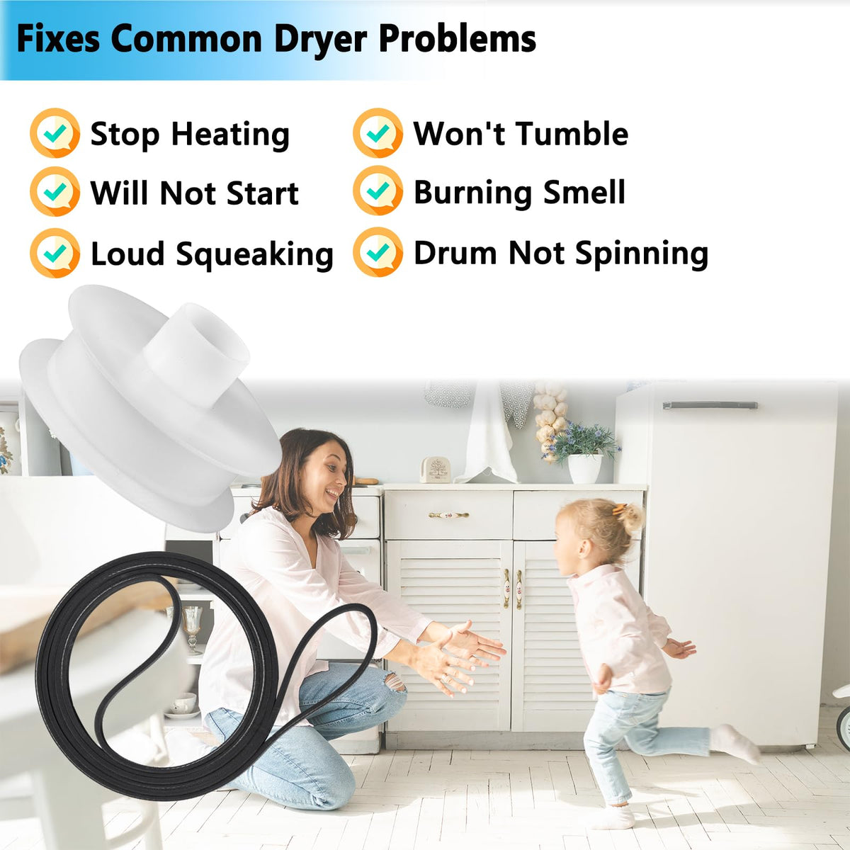 WE03X31620 Dryer Idler Pulley & WE03X29897 Dryer Belt Replacement Kit