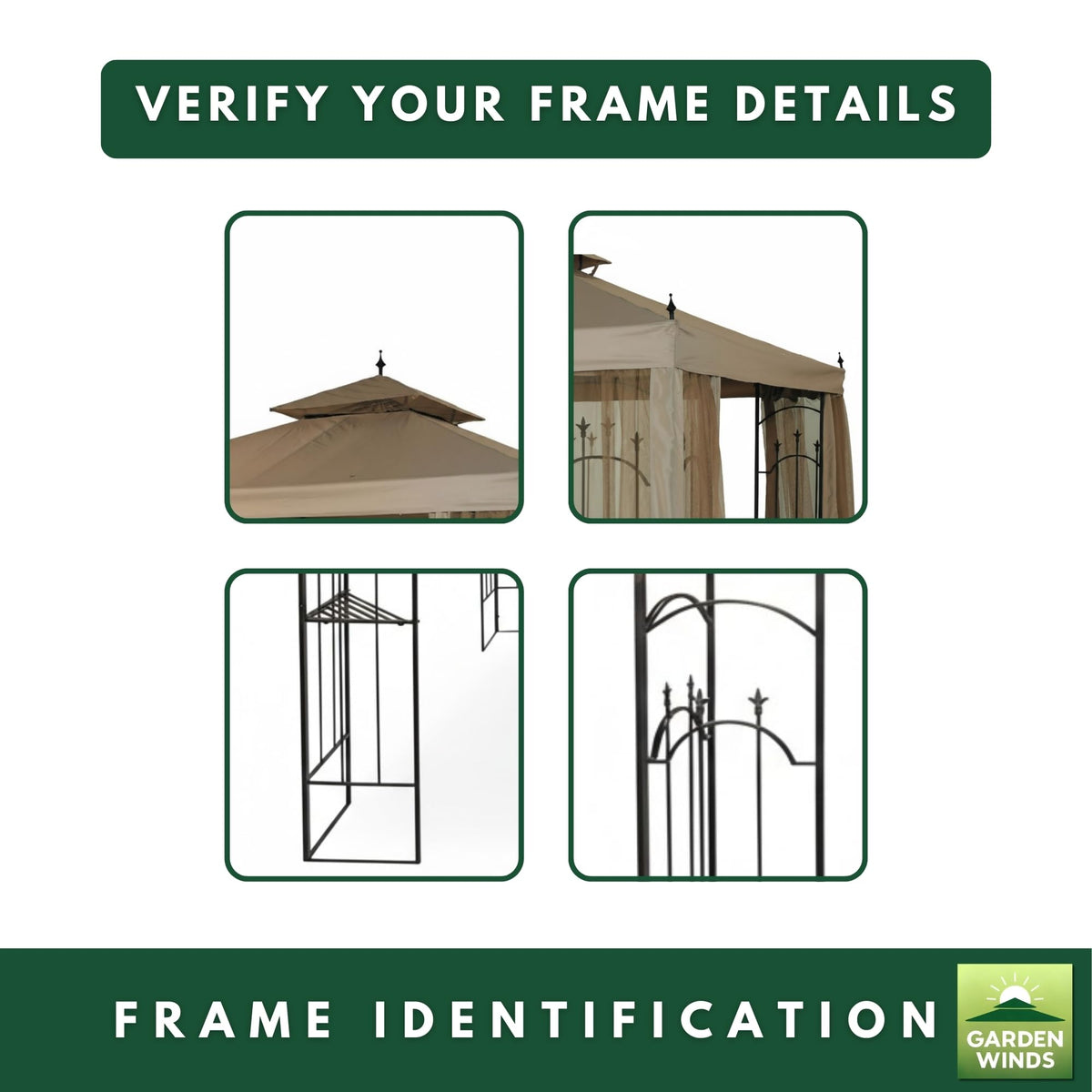 Garden Winds Durable 350 Replacement Canopy Top Compatible with Arrow 10' x 10' Gazebo Models 61821, HD-61821, 618221, 618221-C, GGHL00019