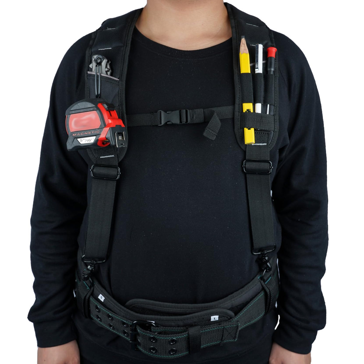 KUNN Tool Belt Suspenders, Padded 4-Point Work Suspender for Men