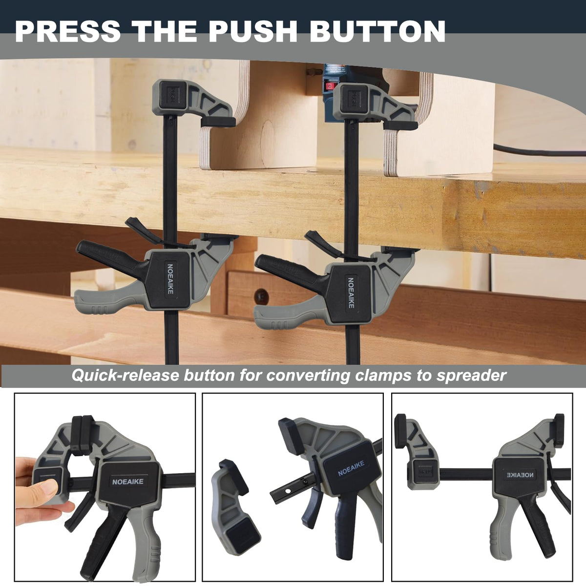 NOEAIKE 6-Pack Wood Clamps 4Pcs 12in & 2Pcs 6in for Woodworking