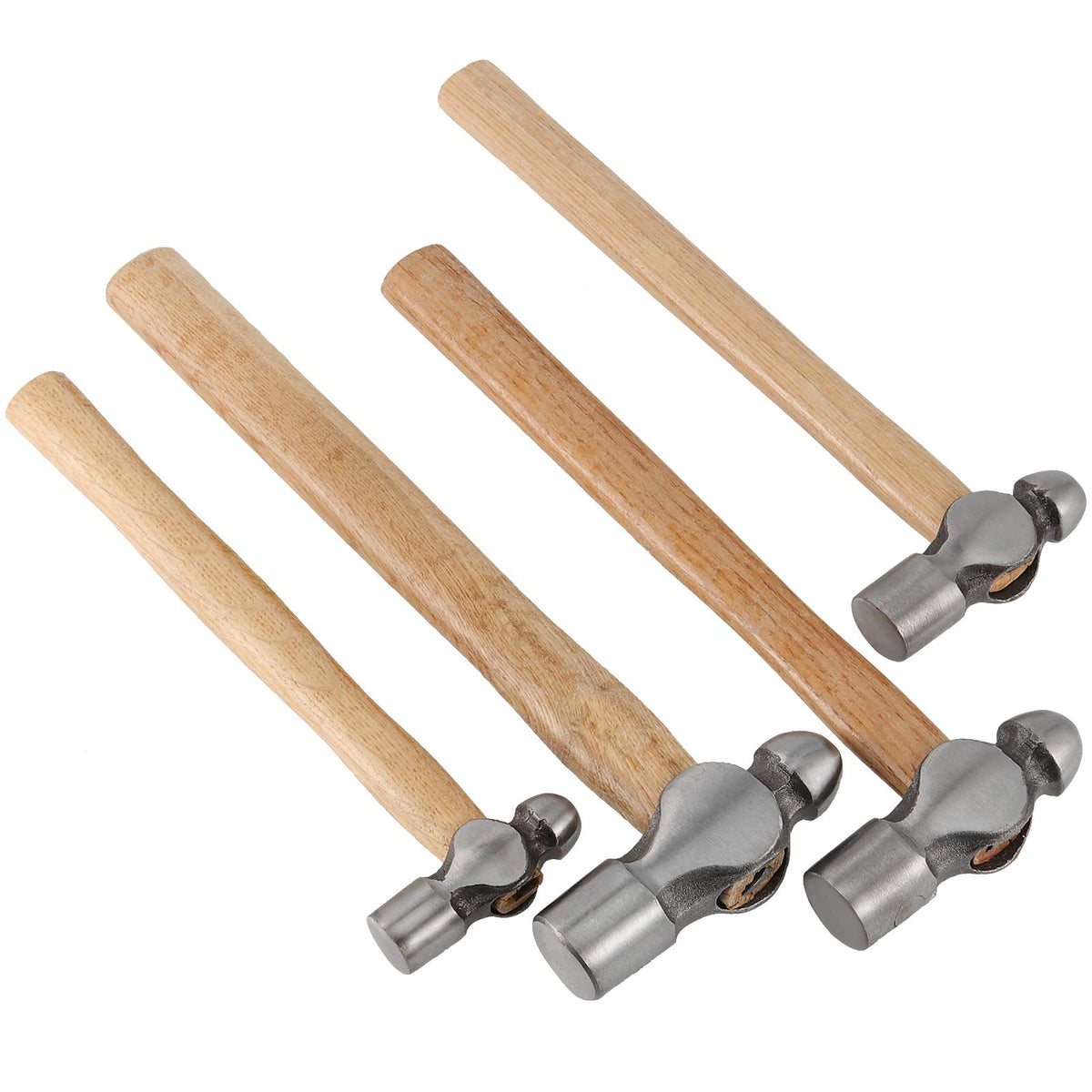 ZEONHAK 4 PCS Ball Peen Hammer, 8 OZ,16 OZ, 24 OZ, 32 OZ Ball Peen Hammer Set with Wooden Handle and Non-Slip Shock Absorbing Grip for Metal Rivetc