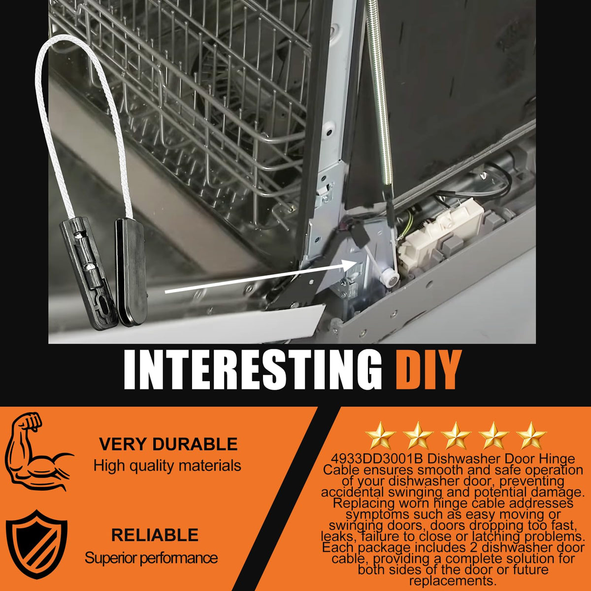 4933DD3001B Dishwasher Door Hinge Cable Assembly f