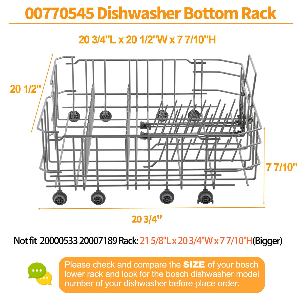 Upgraded 00770545 20007749 Dishwasher Lower Rack R