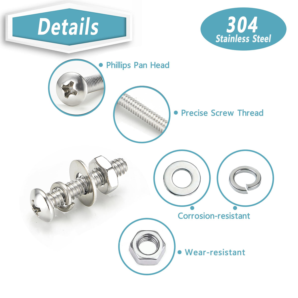 KADRICK 920Pcs Machine Screw Assortment Kit,Stainless Steel #4-40 to #10-24