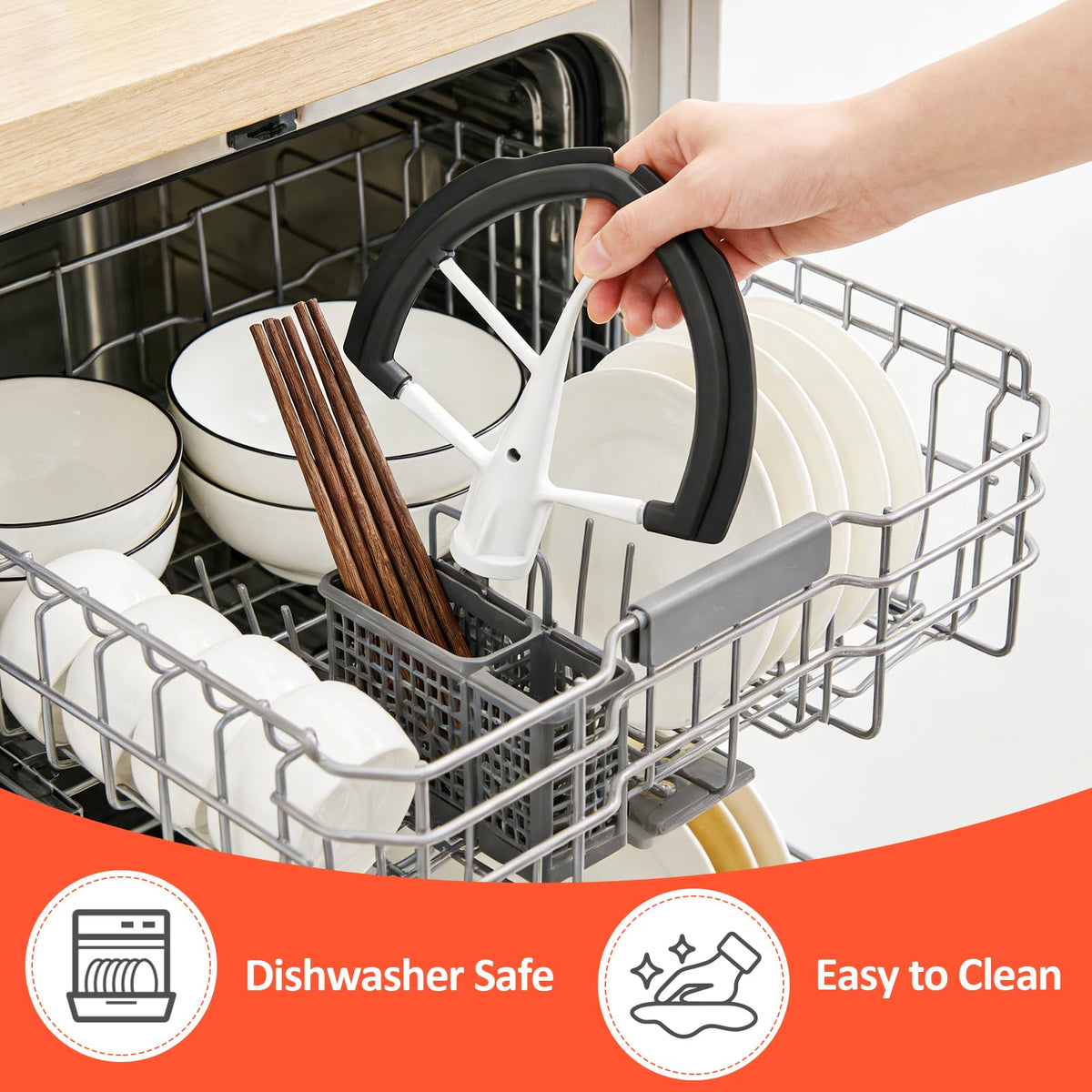 Flex Edge Beater Compatible with KitchenAid 5.5-6 Quart Bowl-Lift Stand Mixers, 6QT Paddle Attachment Replacement with Silicone Scraper, Heavy Duty Mixer Accessories, Dishwasher Safe