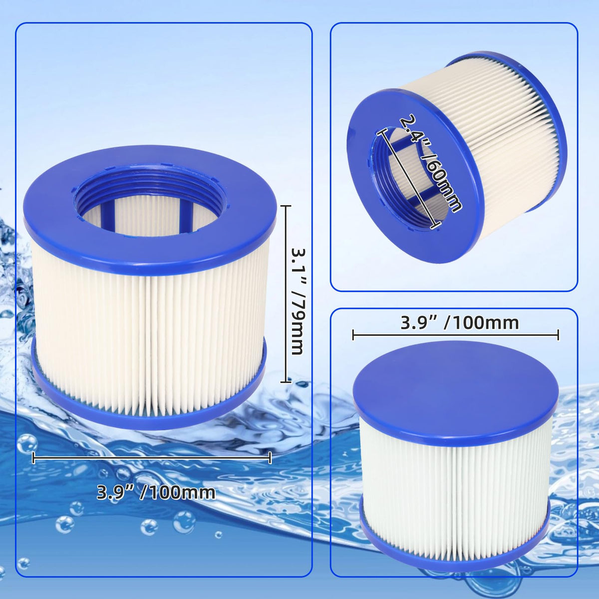 High-Efficiency Screw-In Hot Tub spa Filters Replacement (8 Filters+4 Bags)