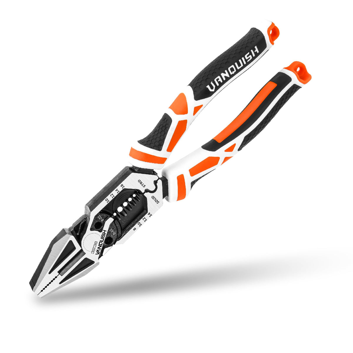 VANQUISH 8-in-1 Linesman Pliers with Wire Cutter and Stripper, 8 Inch