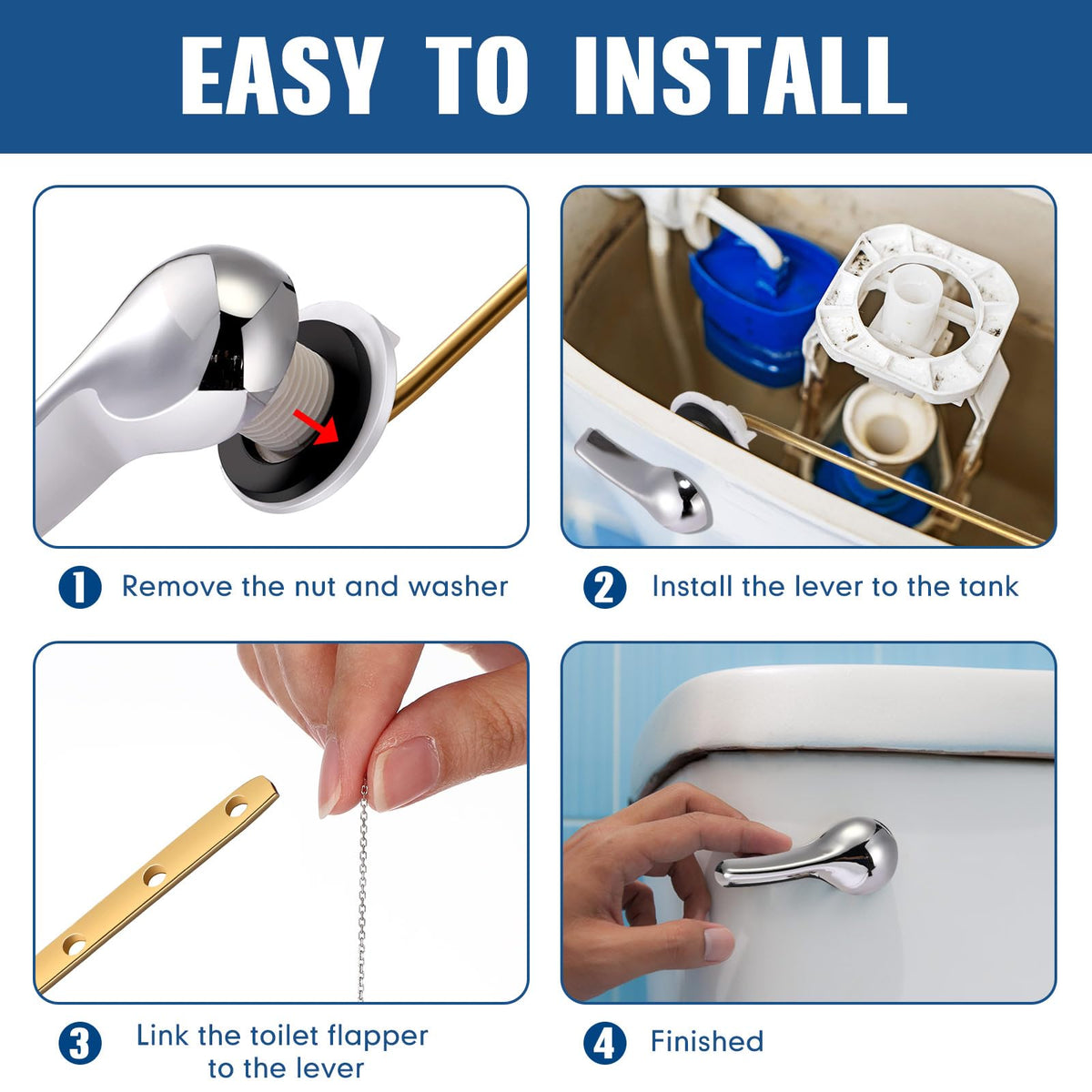 Lasnten 24 Pcs Front Mount Universal Toilet Flush Handle Replacement Kit