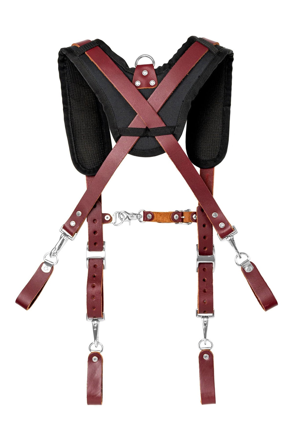 LAUTUS Leather Padded Tool Belt Suspenders w/Chest Strap| Pencil Sleeve| Comfortable & Heavy Duty, Fully Adjustable, Construction Grade |