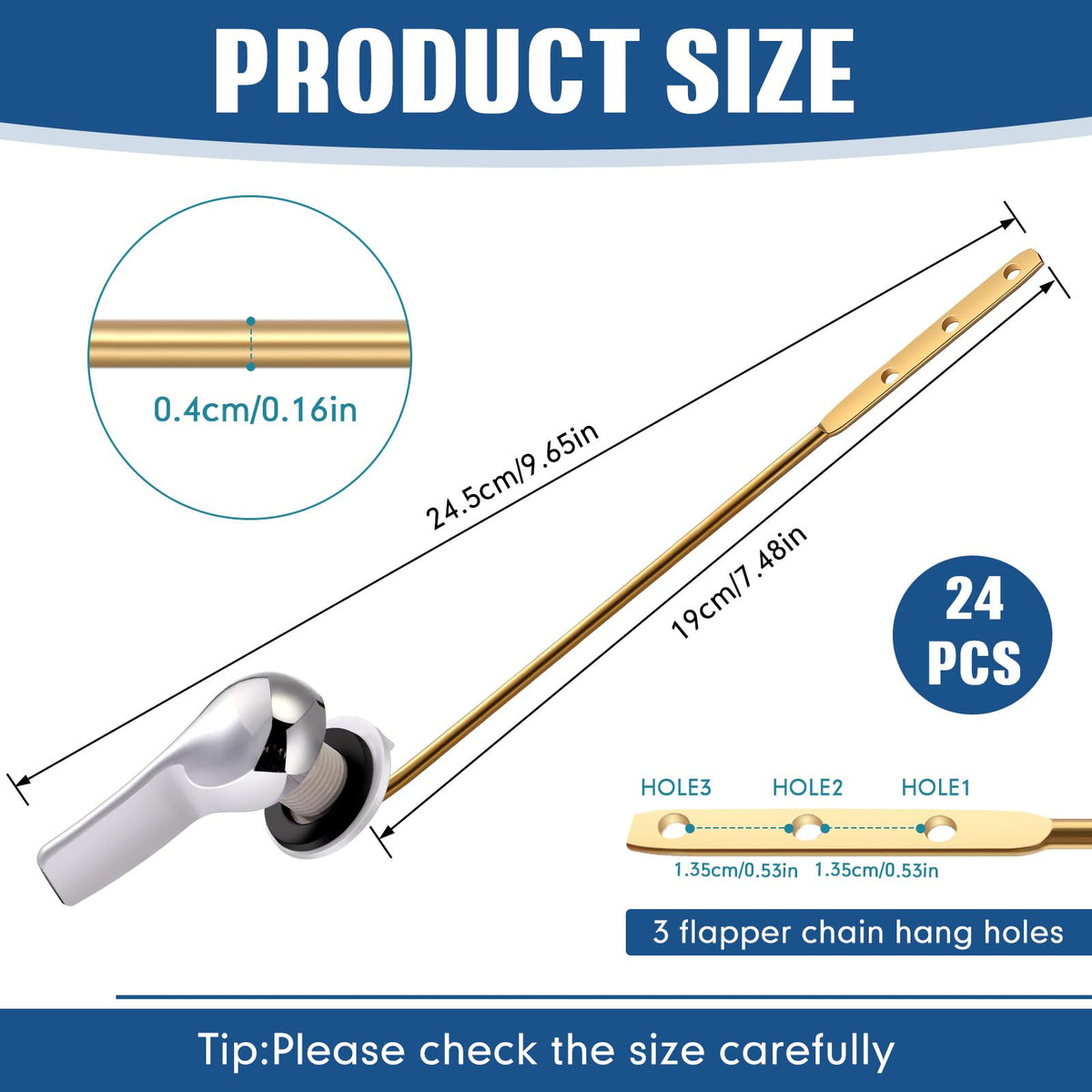 Lasnten 24 Pcs Front Mount Universal Toilet Flush Handle Replacement Kit