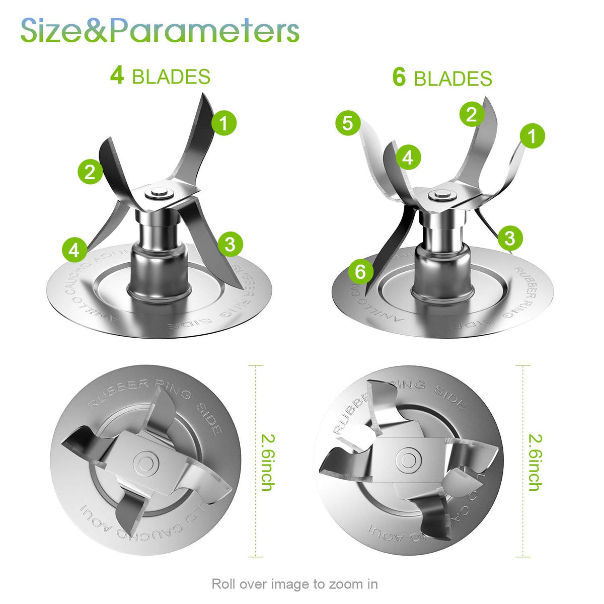 8-Piece Blender Replacement Parts Kit Compatible with Oster & Osterizer – 4-Point Blade, Base Cap, Gaskets & Coupler Pin – Fits 5 & 6 Cup Jars – Not for In2uitive Series