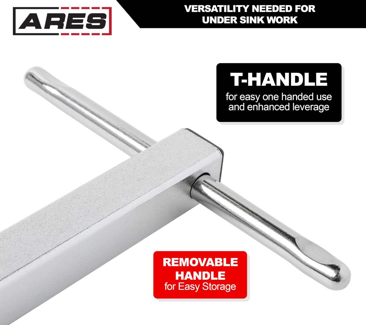 ARES 33001 11-16-In Telescopic Basin Wrench - Adjustable 1-3/8-In Jaw