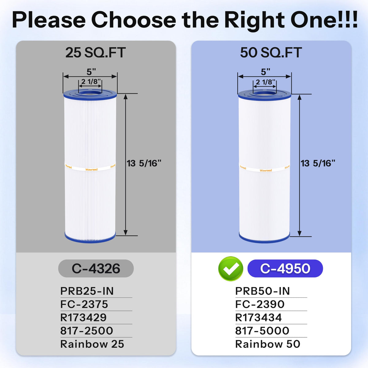 Wowreed Hot Tub Filter Compatible with PRB50-IN, C-4950