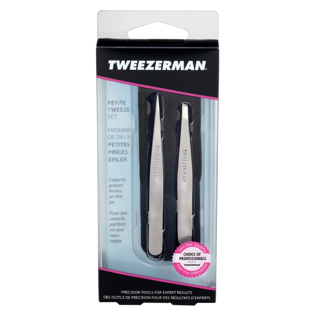 Tweezerman Petite Tweeze Set for Eyebrows with Travel Case Black