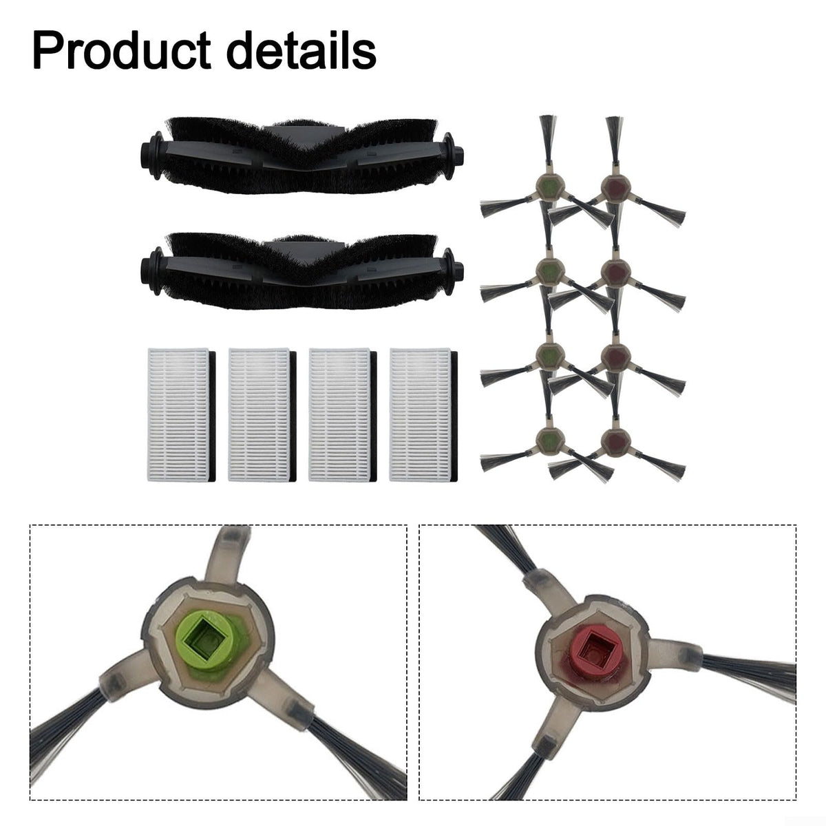 Robot Vacuum Replacement Parts Set Including Main Roller Brush Side Brushes Filters Compatible with Robot Vacuum Cleaner Accessories Black 14 Pieces