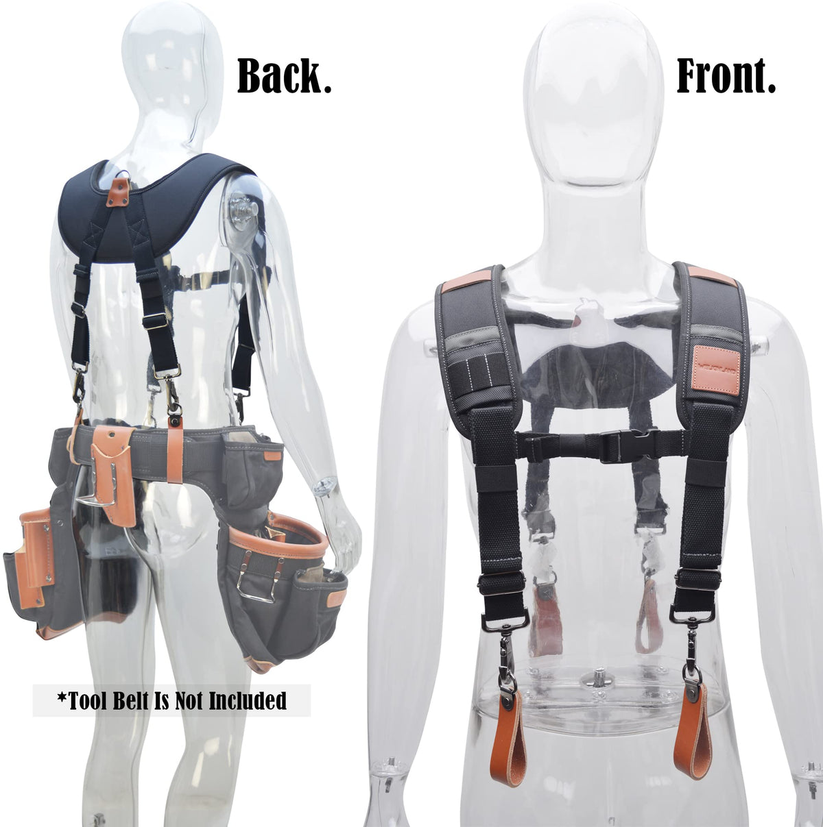 WELKINLAND Heavy-Duty Leather Tool Belt Suspenders, Carpenter Suspenders