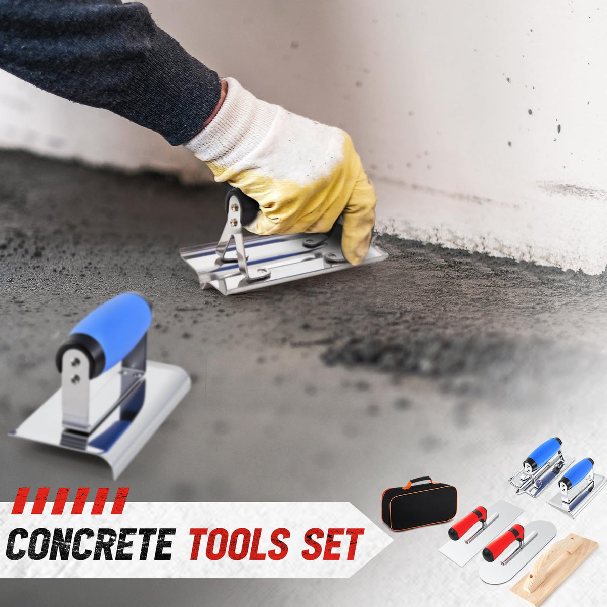 MorningRo 6pcs Concrete Hand Tools Set, Masonry Tools with Bag