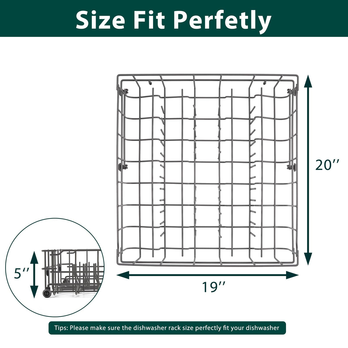 5304535380 Dishwasher Upper Rack Replacement Parts for Frigidaire Dishwasher Upper Basket Drawer Dish Rack Kenmore Crosley FFCD2413US4A FBD2400KB12B FFBD2406NS9B Top Dishrack Tray Assembly 1 Pack
