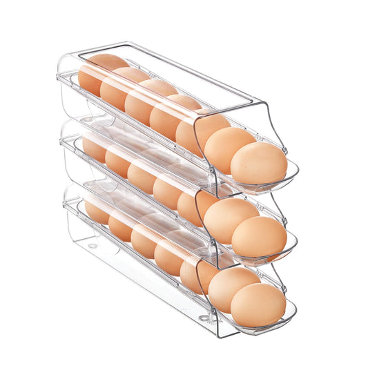 Vtopmart 3 Pack Auto Rolling Egg Holder for Fridge