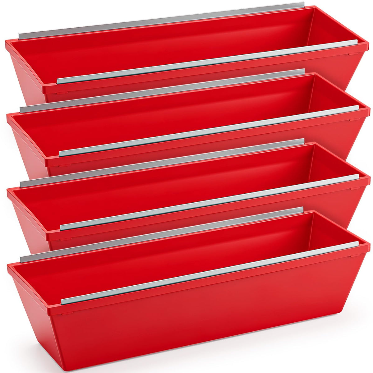 ElaraBerry 4 Pack 14 Inch Plastic Drywall Mud Pans with Dual Steel Scrapers