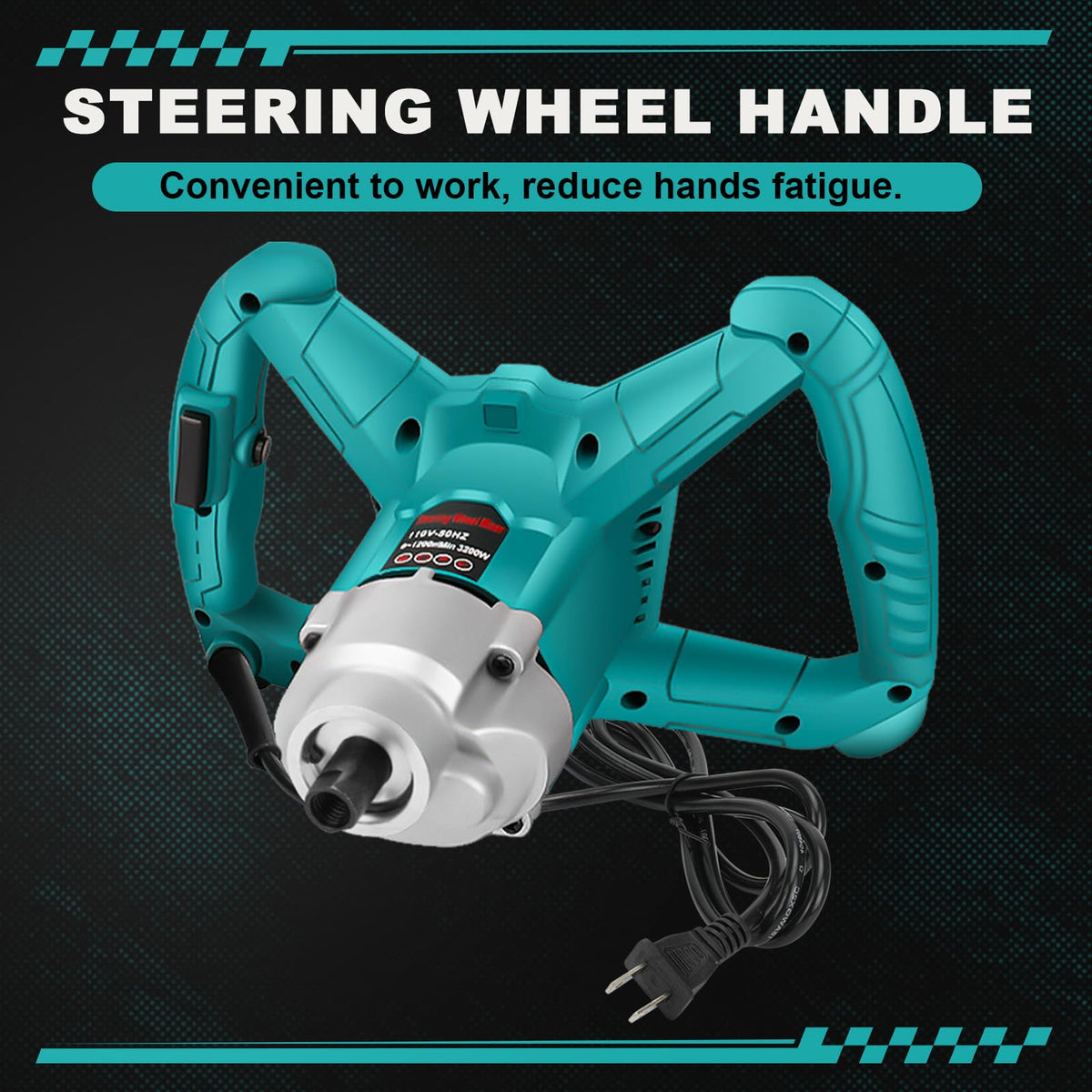 3200W Handheld Electric Cement Mixer with Two Different Mixing Paddles