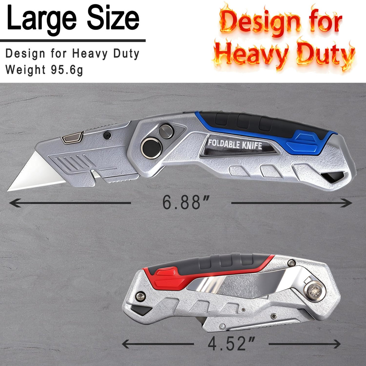 10-Pack Heavy Duty Folding Box Cutter with Blade Storage (Entirety Metal)