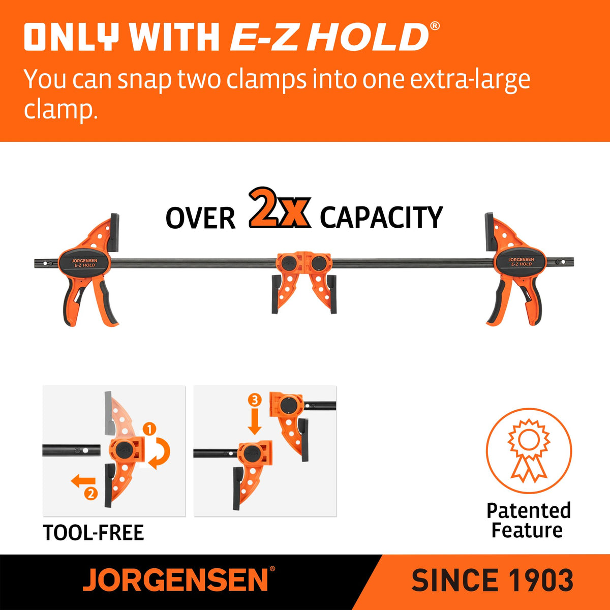JORGENSEN E-Z Hold 2-Pack 12" 400LBS Medium Duty Woodworking Bar Clamps