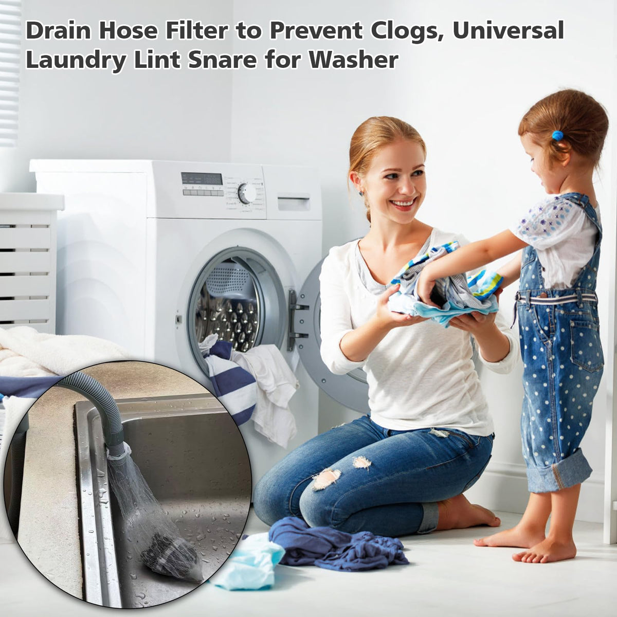 100 Pack Washing Machine Hose Lint Traps with Cabl