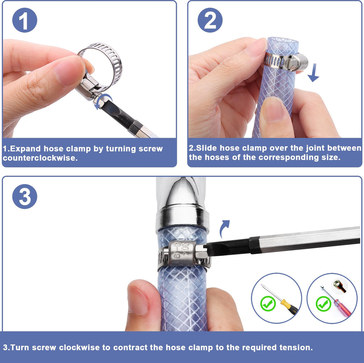 Hose Clamp- Qibaok 120 PCS Stainless Steel Hose Clamps Assortment Kit