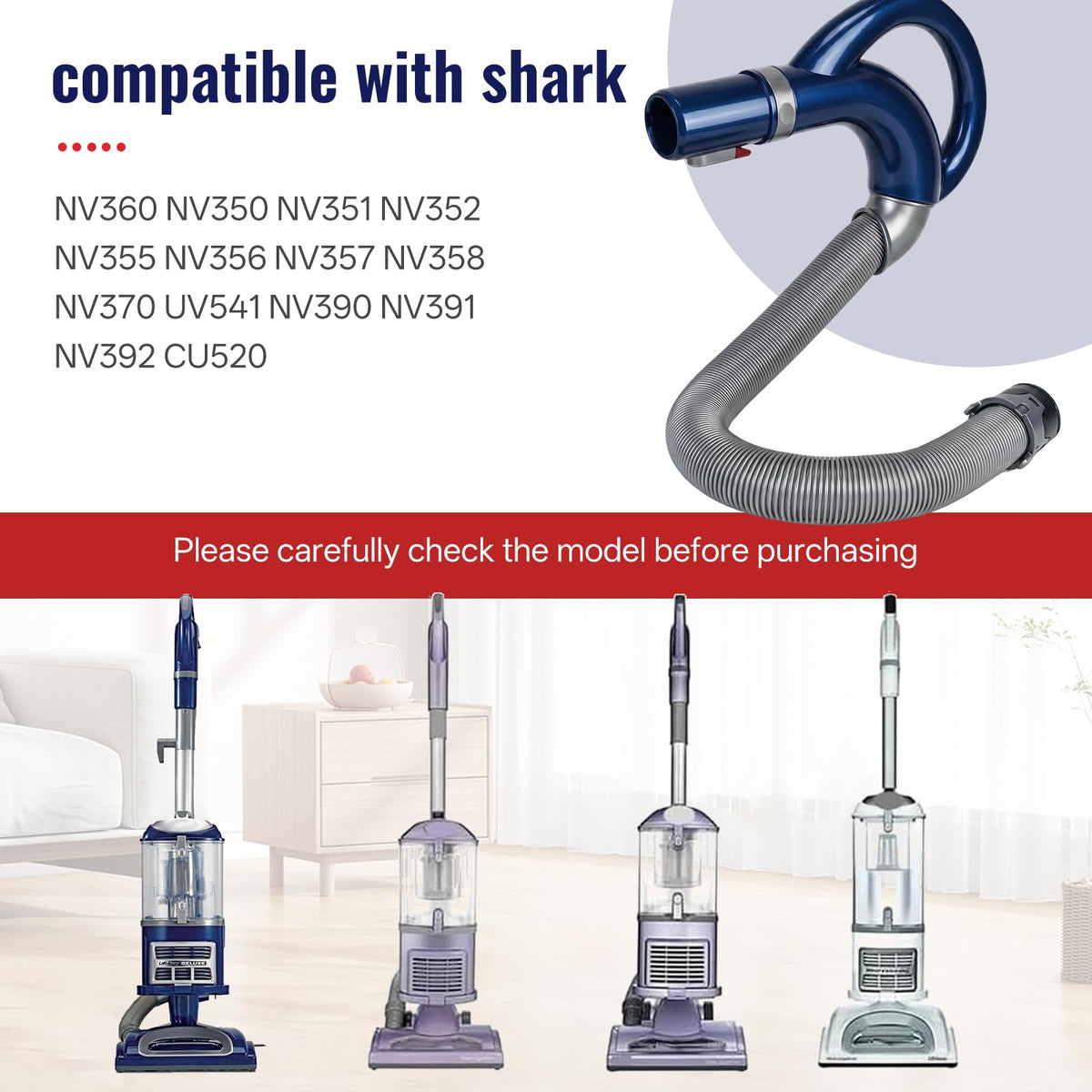 Flexible Upgraded Vacuum Hose Compatible with Shark Navigator
