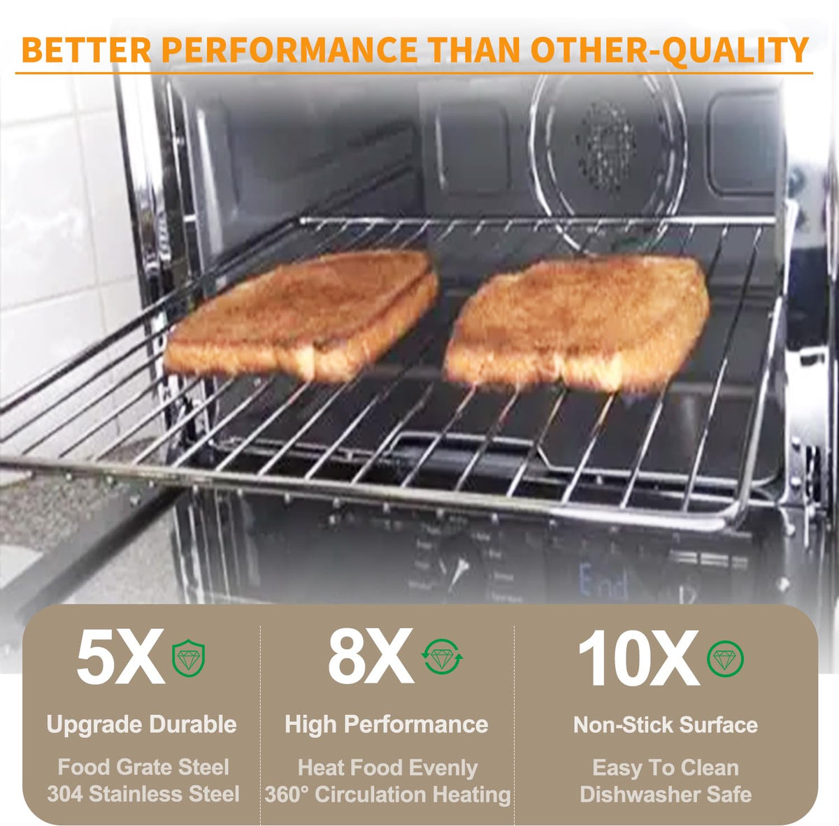 Upgraded KCO124 KCO124BM Oven Rack Replacement Parts for Kitchenaid Digital Air Fry Countertop 304 Stainless Steel Cooling Rack 14.2" x 12" Wire Rack Shelf Kitchen-aid Toaster Oven Air Fryer Rack