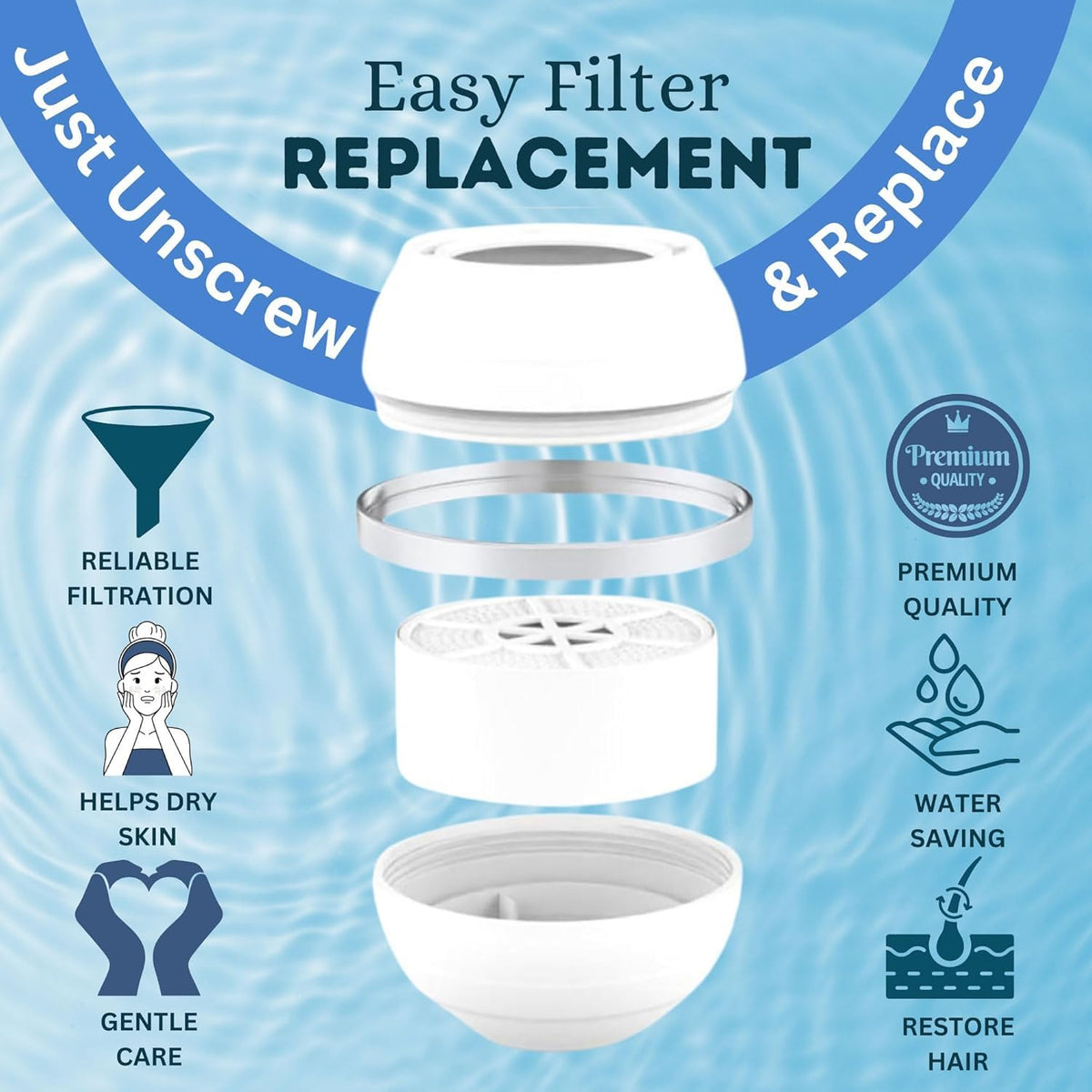 Vxcellent Bath Water Filter Cartridge, Bathtub Filter Replacement, Filter For Bathtub Bath Faucet Replacement Cartridge (2 Pack)