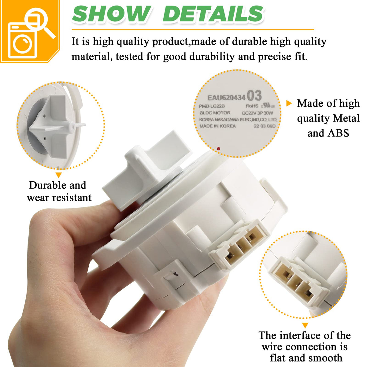 EAU60710801 EAU62043401 Dishwasher Drain Pump Moto