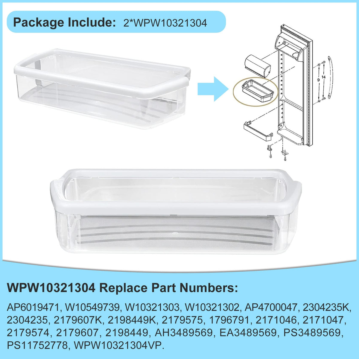 [2 PACK]W10321304 Refrigerator Door Shelf Replacem
