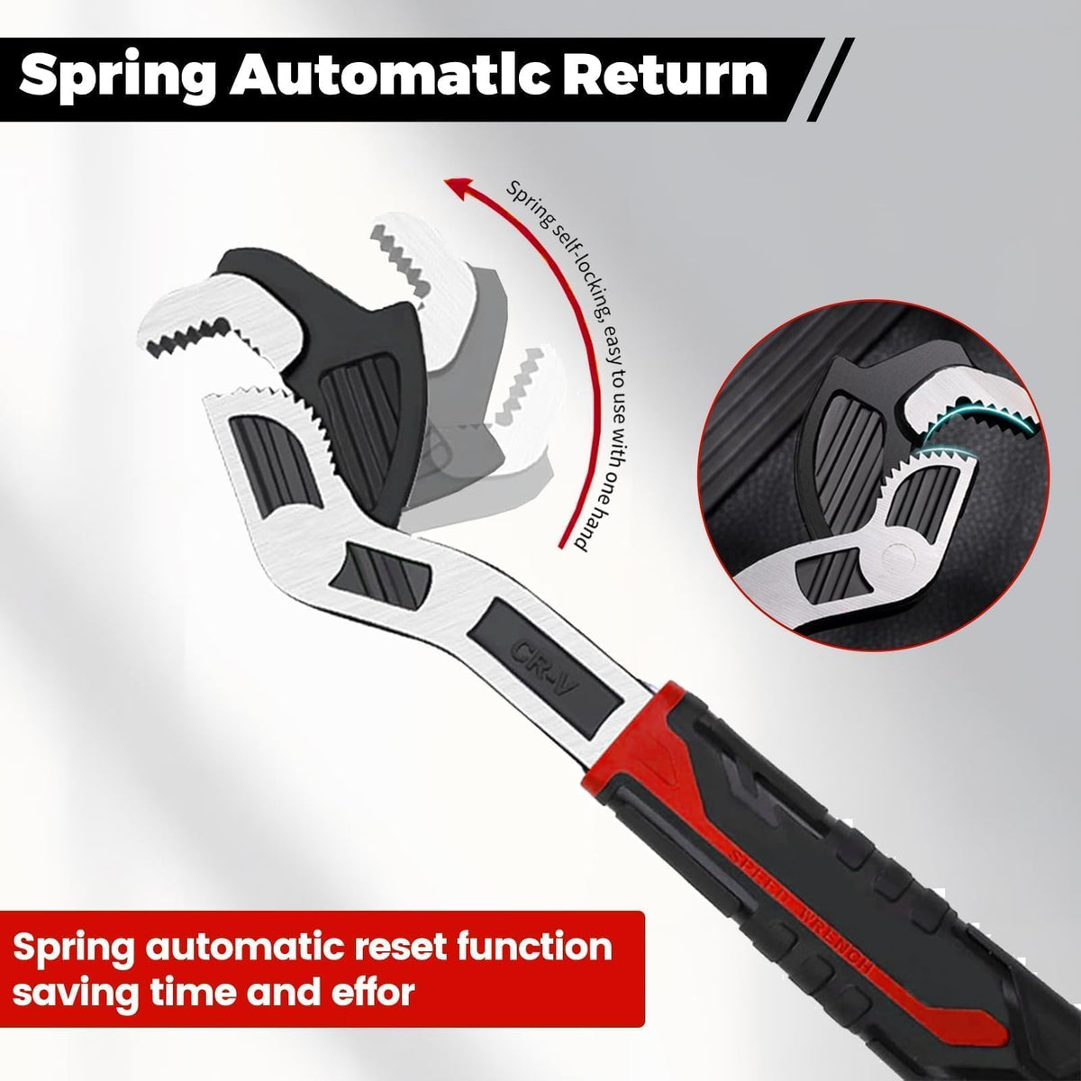 3 Pack Self-Adjusting Pipe Wrench Set, 6”, 8”, 10” With Storage Bag